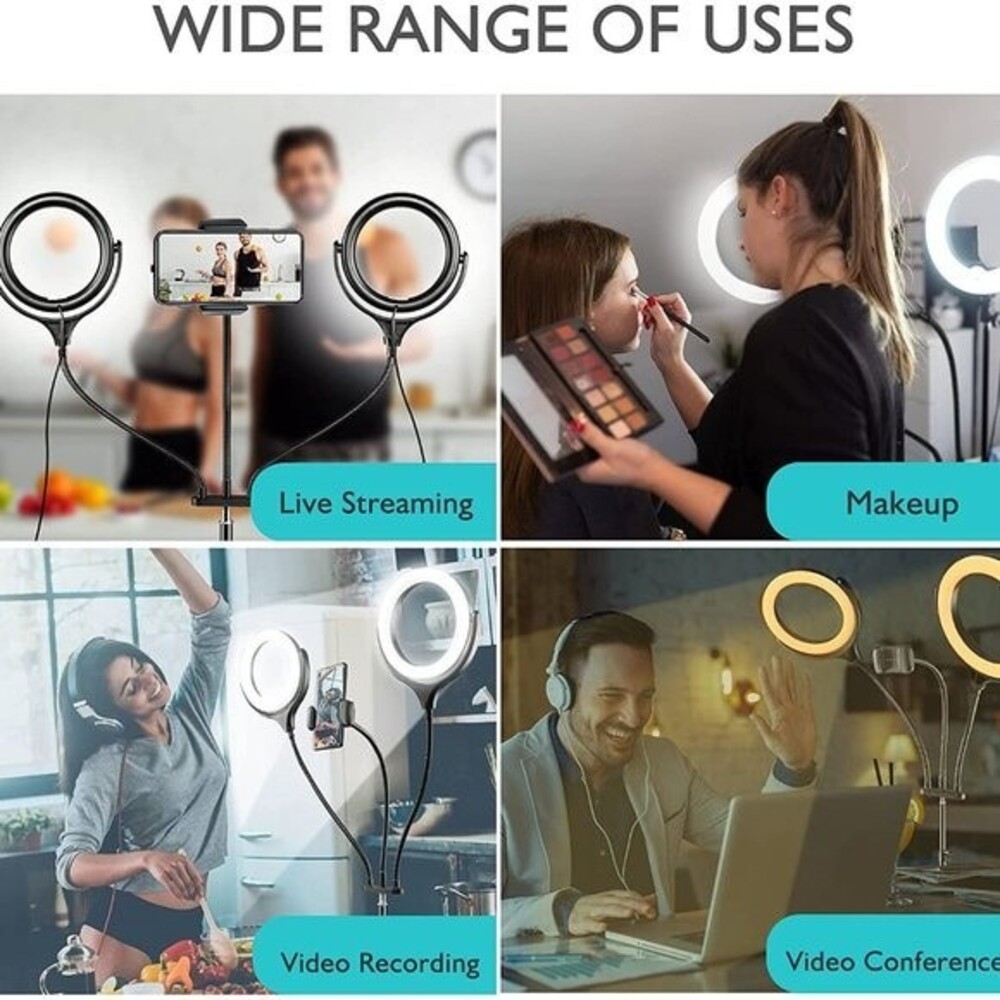 Large Dual Selfie Ring Light Tripod Stand Phone Holder Remote Con… - Picture 4 of 7